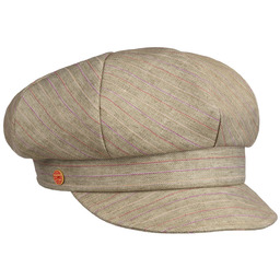 Czapka Kaszkiet z Lnu Anja Stripes by Mayser, jasnobeżowy, One Size