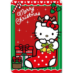 Faro Koc polarowy 100x140 HELLO KITTY 3061 czerwony zielony świateczny 220g/m2