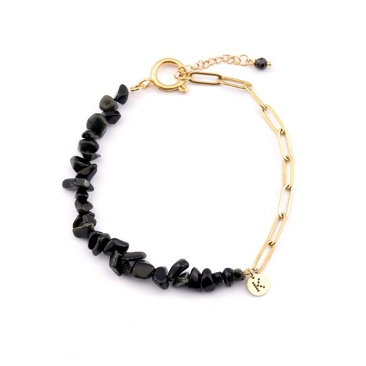 Bransoletka na nogę - Agat czarny