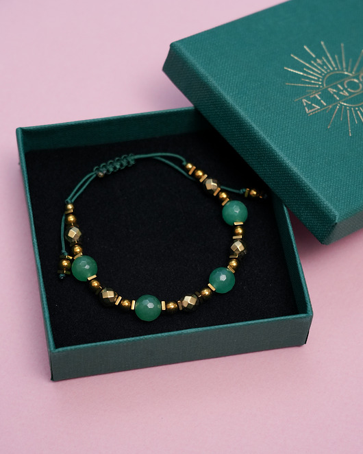 Bansoletka z zielonym jadeitem regulowana