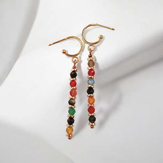 Jesienne patyczaki : długie kolczyki : agat, ozdobne sztyfty