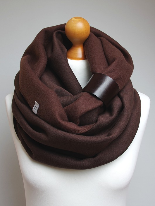 Duży gruby zimowy komin damski, KOMIN oversize z zapinką skórzaną