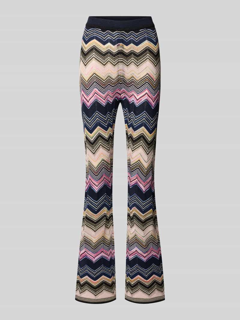 Spodnie z rozszerzaną nogawką z mieszanki wiskozy w całościowy wzór