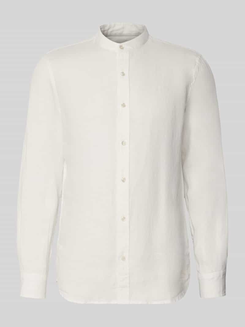 Koszula lniana o kroju regular fit ze stójką