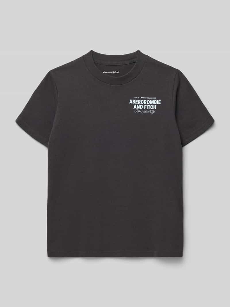 T-shirt z okrągłym dekoltem i nadrukami z logo labelu