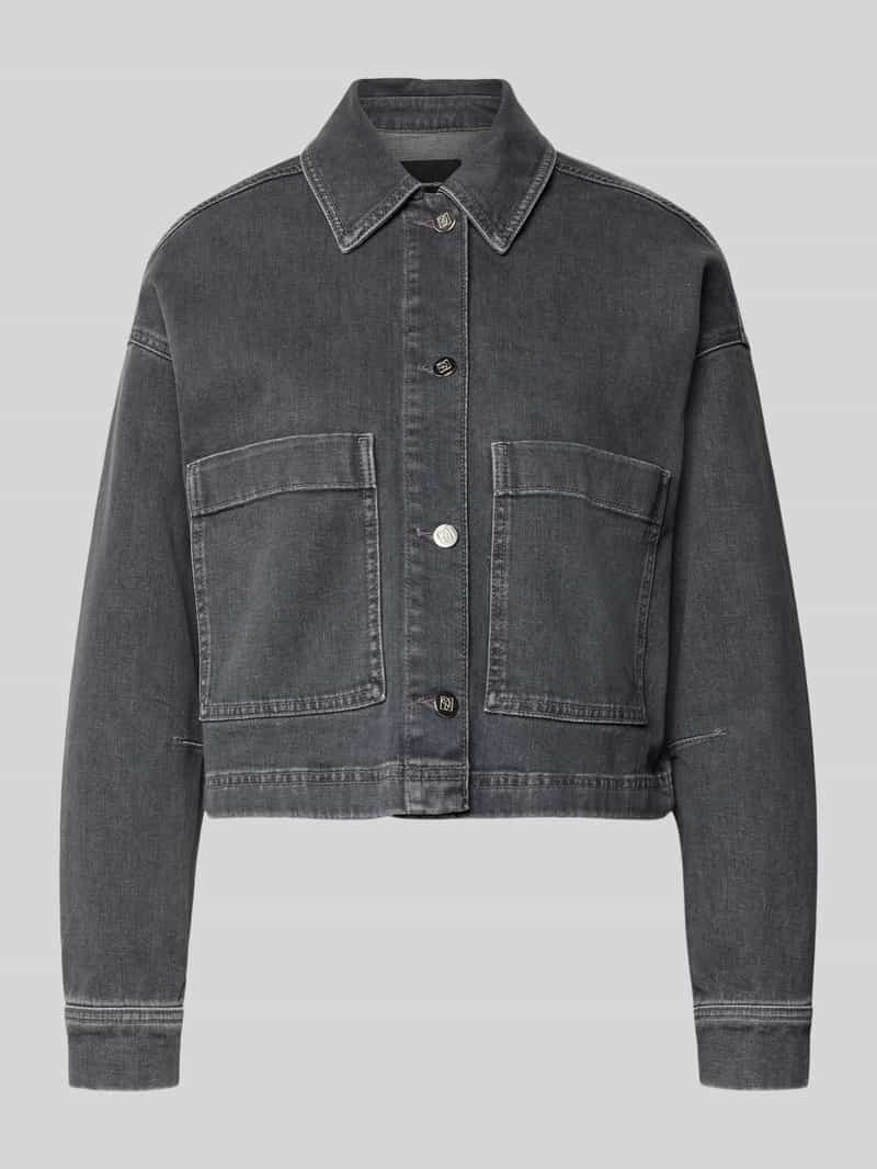 Jeansowa kurtka o kroju boxy fit z naszywanymi kieszeniami Model 'Niandra'