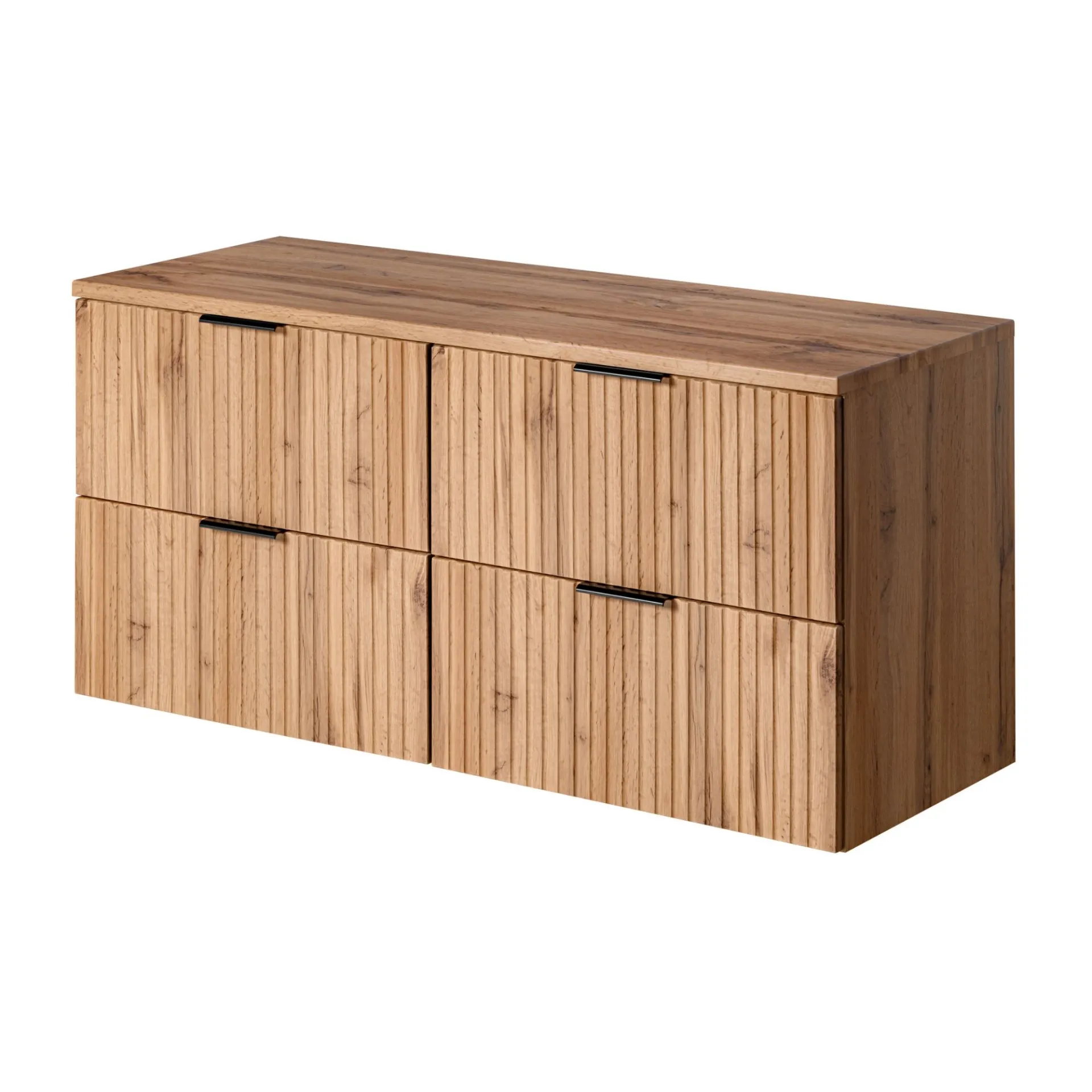 Szafka wisząca podwójna podumywalkowa w kolorze naturalnego drewna 120 x 46 cm ASTROS Light Oak z blatem