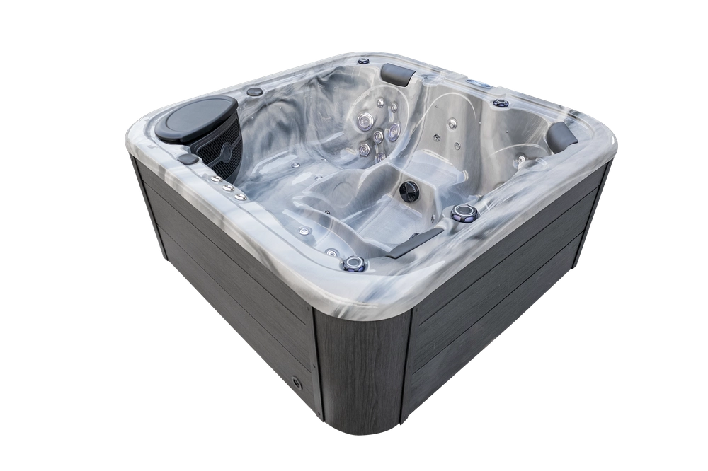 MASSI JACUZZI OGRODOWE WANNA SPA 5-OSOBOWA WHITE OBUDOWA ANTRACYT 195x195 CM