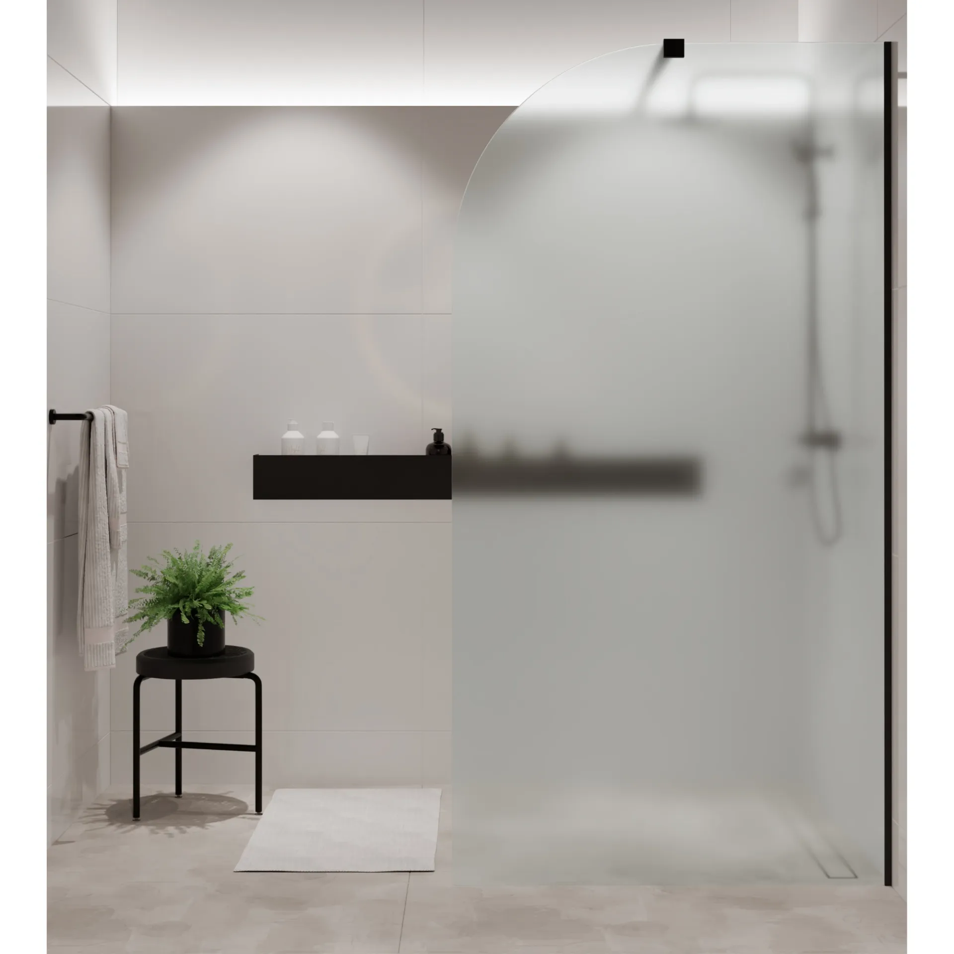 Massi Ścianka prysznicowa Walk-in szkło satynowe matowe półokrągła 8 mm MOLIS Satin Moon