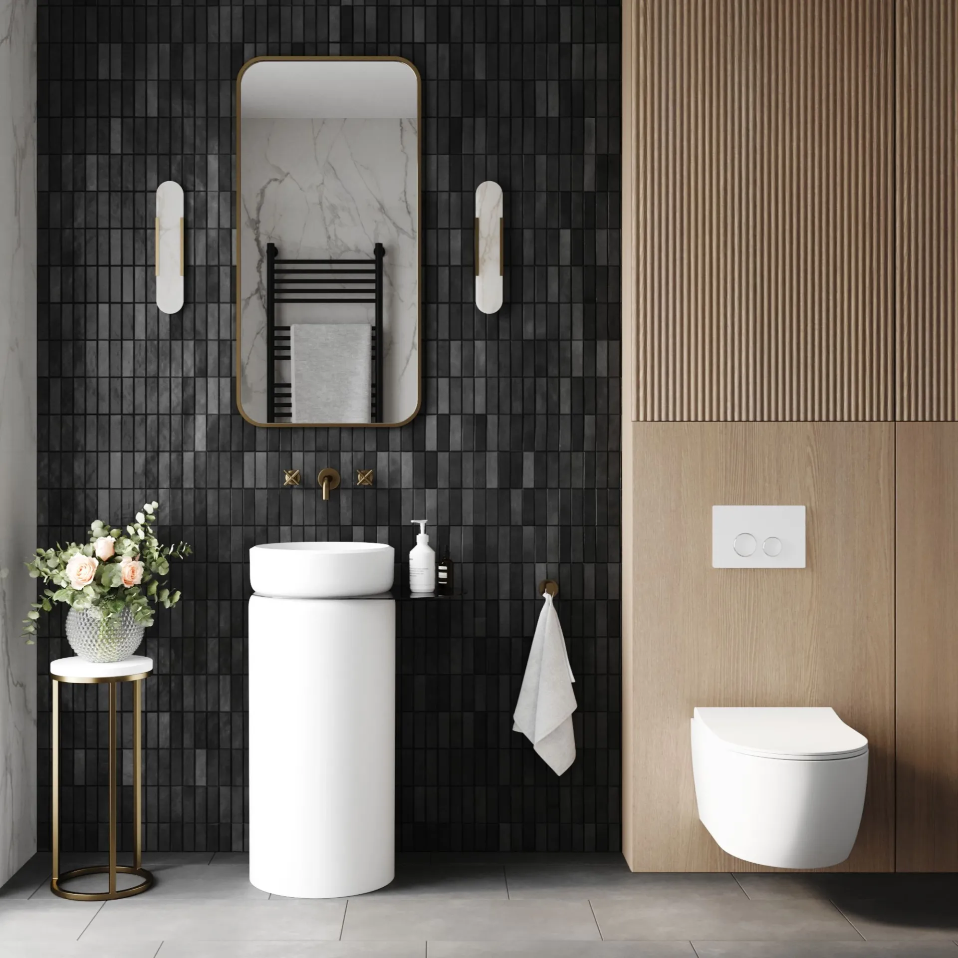 Massi Zestaw łazienkowy z umywalką RONA z półką, miską wc, stelażem i przyciskiem Różne kolory