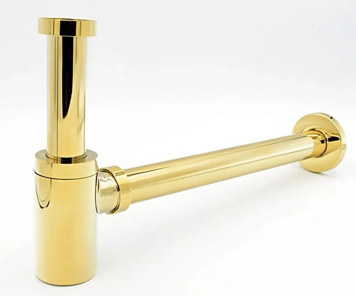 Massi Syfon półsyfon umywalkowy bidetowy złoty połysk okrągły