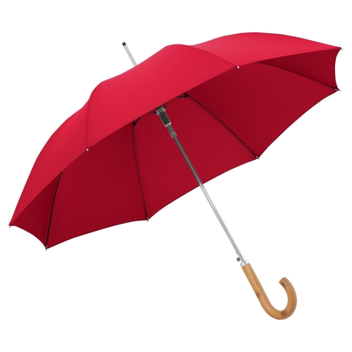 Parasol damski Doppler Mia Vienna półautomatyczny długi czerwony z drewnianą rączką