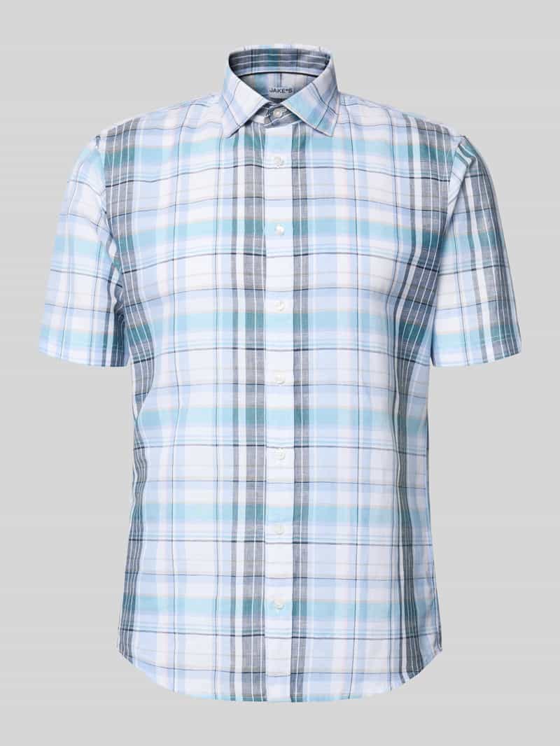 Koszula biznesowa z mieszanki lnu o kroju slim fit z kołnierzem kent