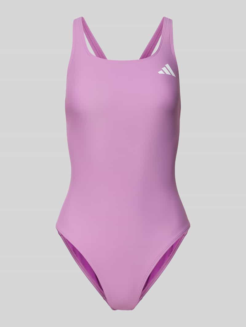 Krój slim fit kostium kąpielowy sportowy z nadruk z logo