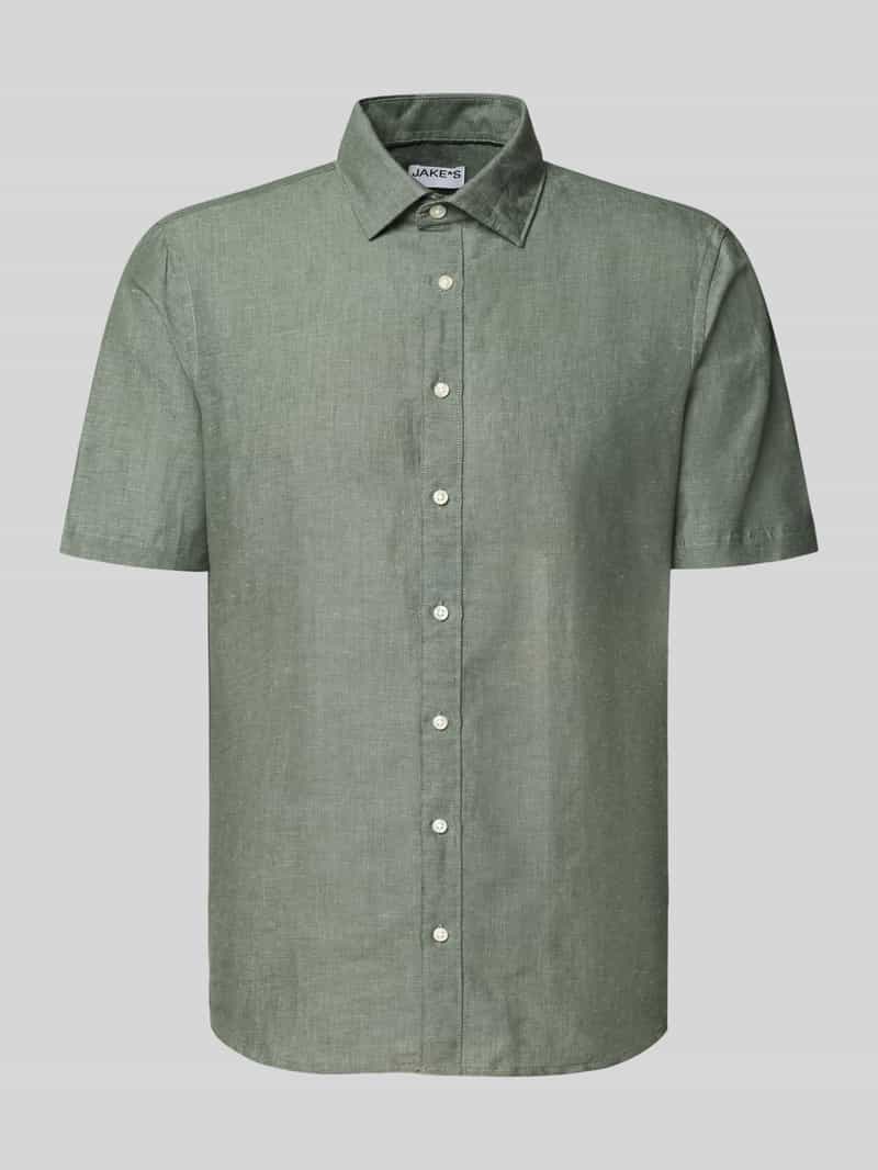 Koszula casualowa o kroju slim fit z mieszanki lnu