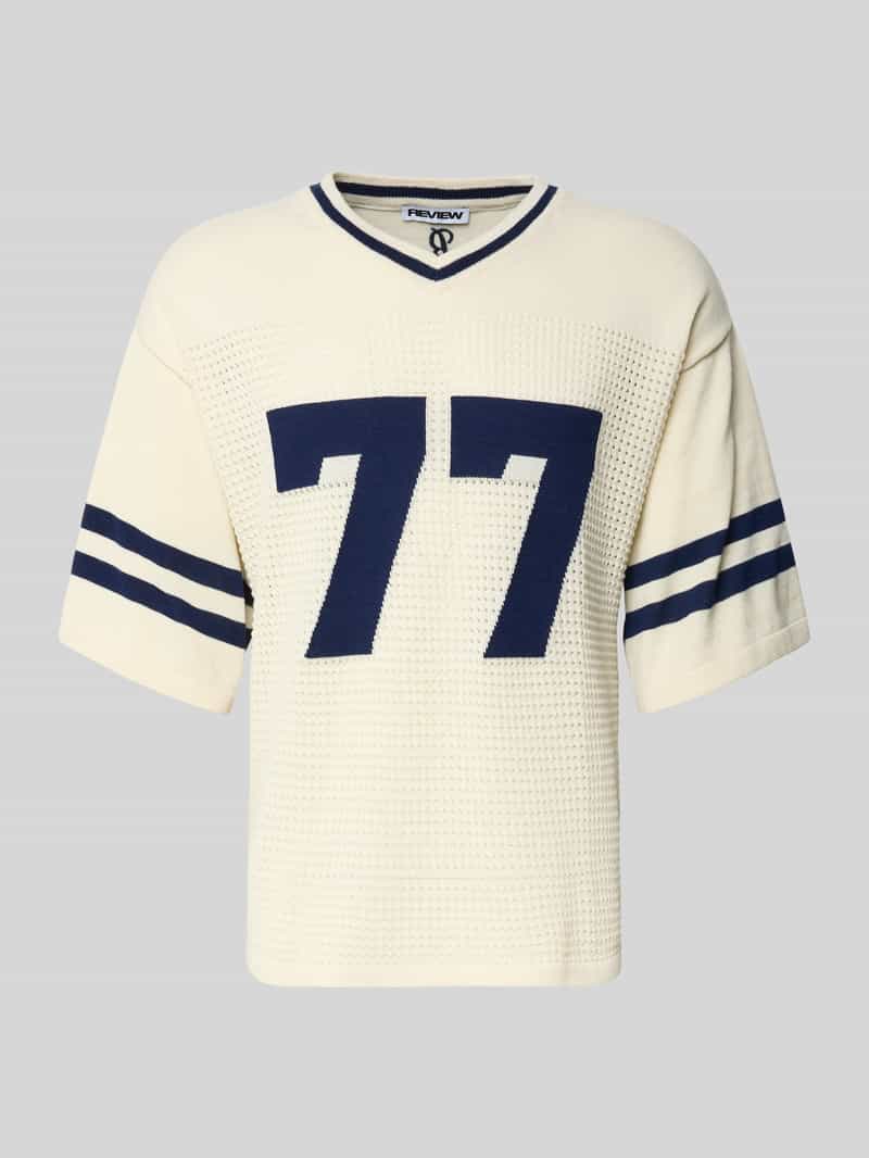 Dzianinowa koszulka z dzianiny z wzorem żakardowym