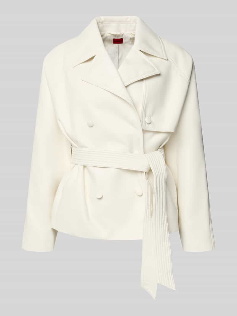 Krój regular fit kurtka z ekoskóry z wiązanym paskiem Model 'AISANDI'