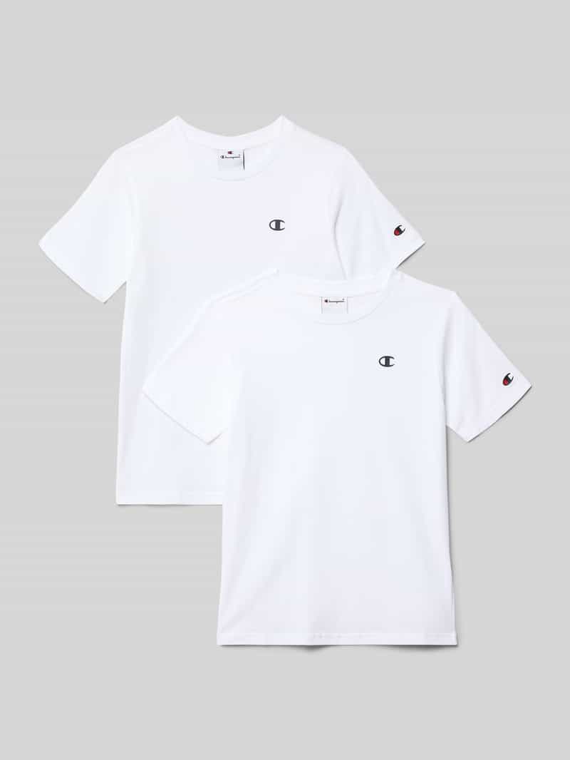 T-shirt w kroju regular fit z nadrukiem logo w 2-paku