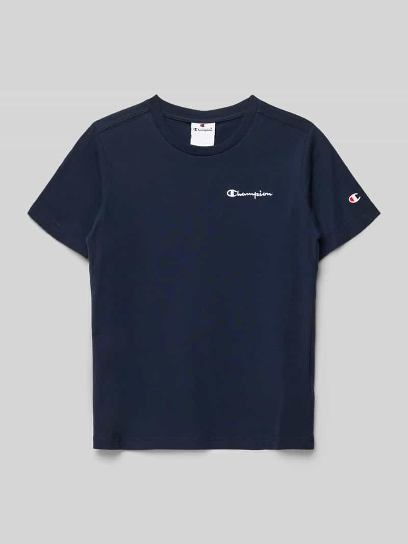 T-shirt z Wyhaftowane logo i Okrągły dekolt