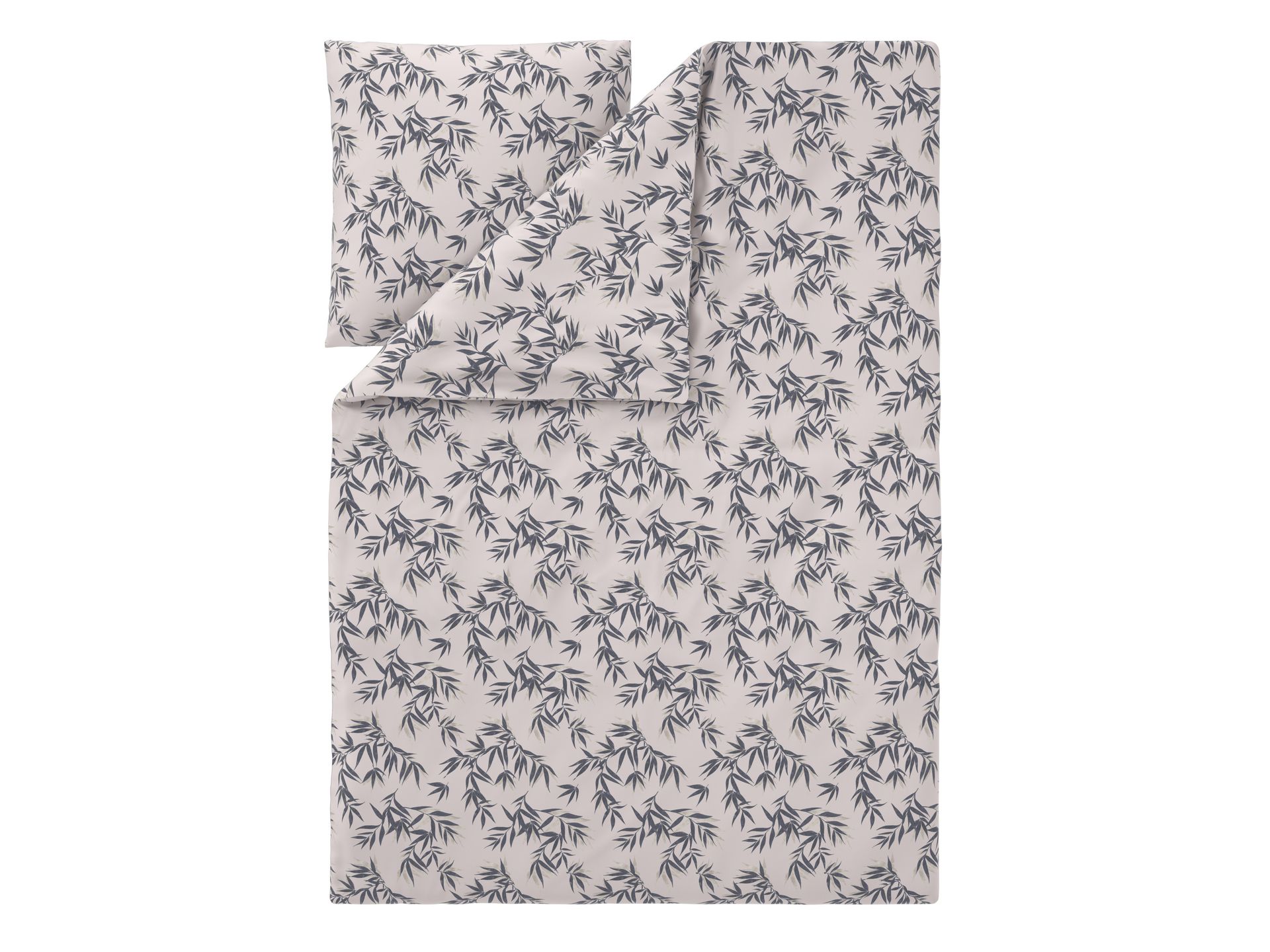 LIVARNO® Pościel z mikrowłókna satynowego, 140 x 200 cm (Liście/szary)