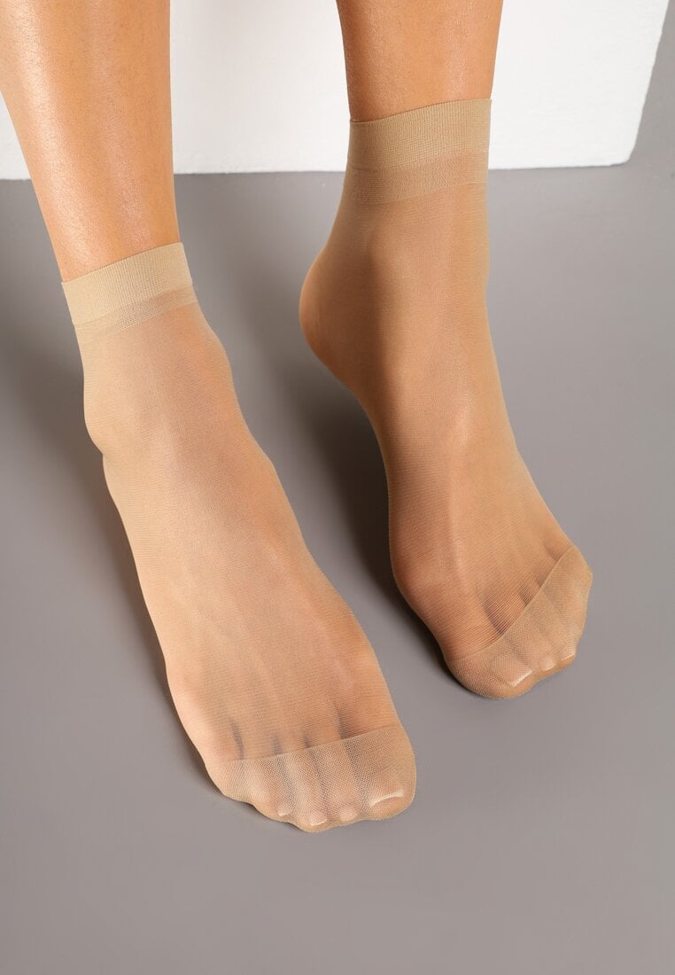 Beżowe Wiskozowe Skarpety Transparentne 10-pack Vivinna