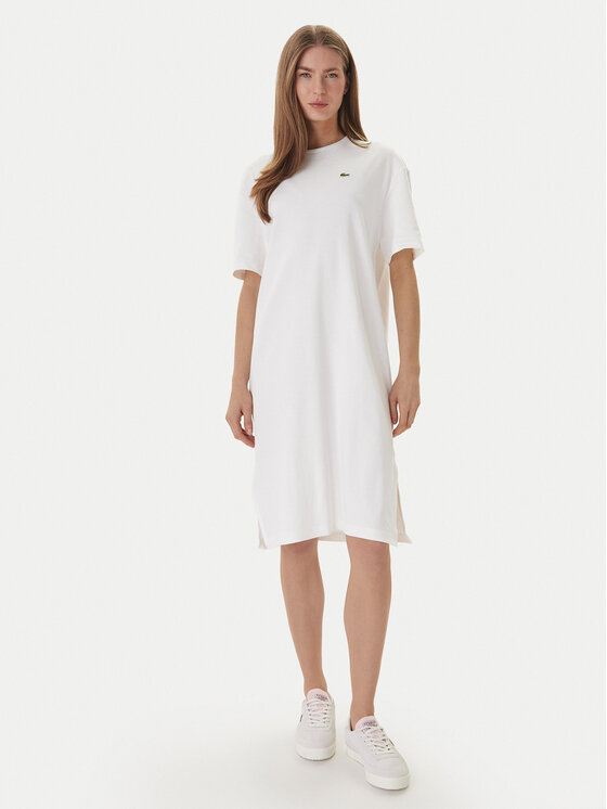 Lacoste Sukienka codzienna EF2883 Écru Oversize