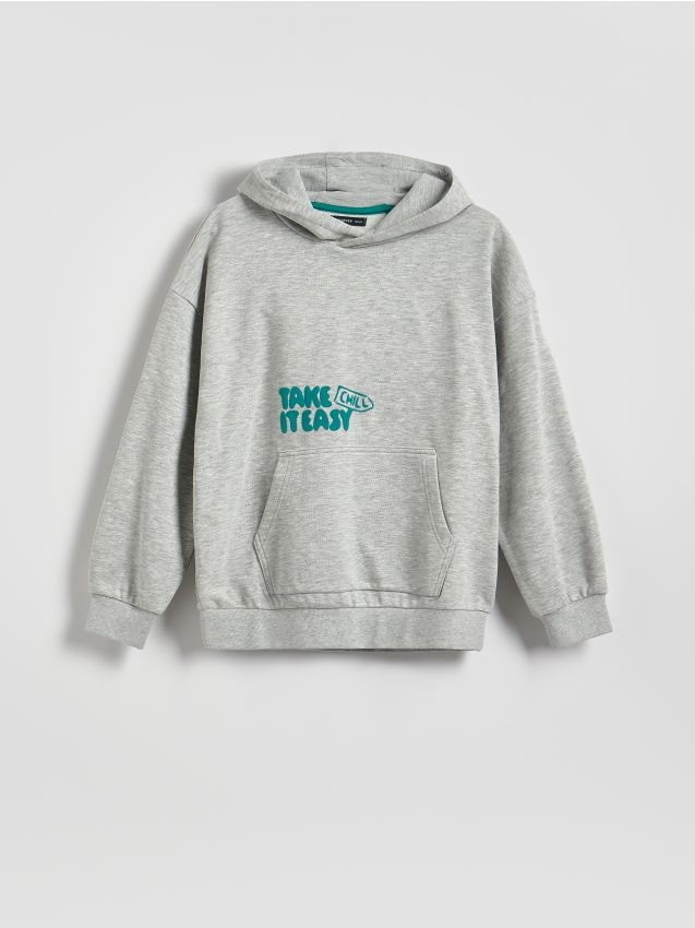 Reserved - Bluza oversize z kapturem - jasnoszary