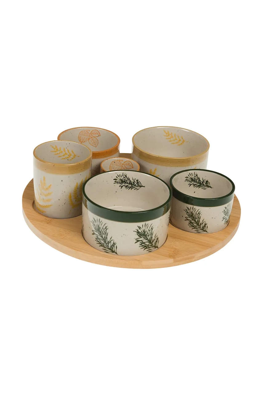 AU Maison zestaw misek do serwowania z drewnianą podkładką 9 x 31 x 31 cm 6-pack