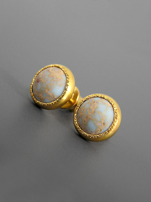 Kolczyki z jaspisami, srebro pozłacane