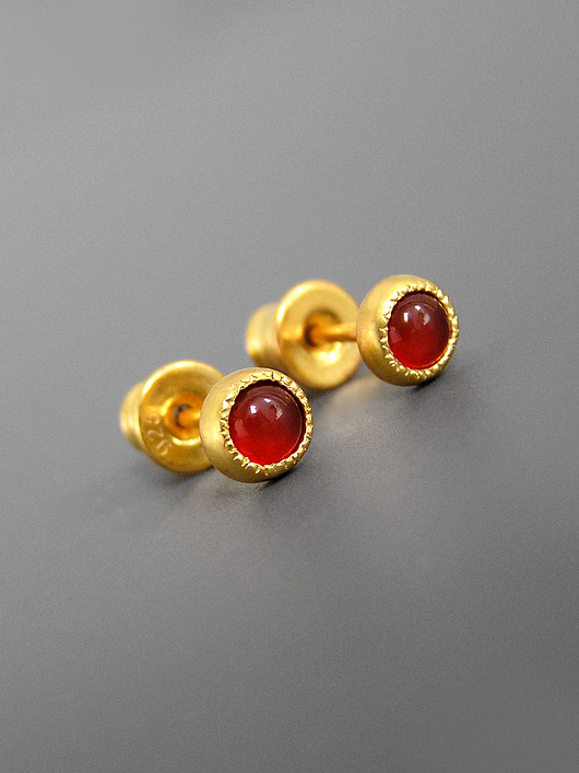 Kolczyki z karneolem, srebro pozłacane