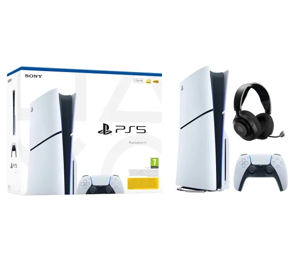 Sony PlayStation 5 Slim E Chassis PS5 1TB z napędem + Słuchawki SteelSeries Arctis Nova 5P Wireless