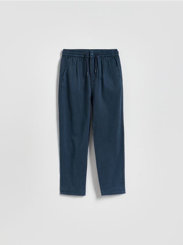 Reserved - Spodnie z bawełną - granatowy