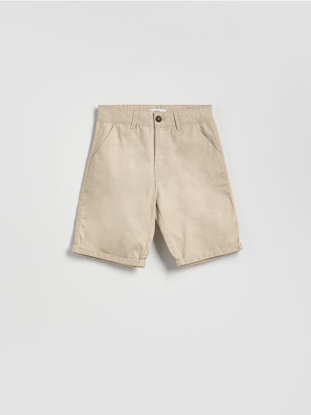 Reserved - Bawełniane szorty - kremowy