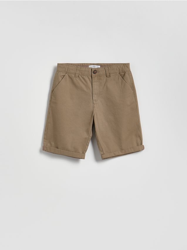 Reserved - Bawełniane szorty - brązowy