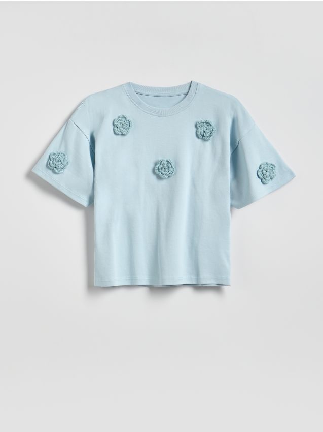 Reserved - T-shirt z aplikacją - jasnoniebieski
