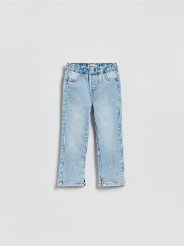 Reserved - Jeansy straight z rozcięciami - niebieski