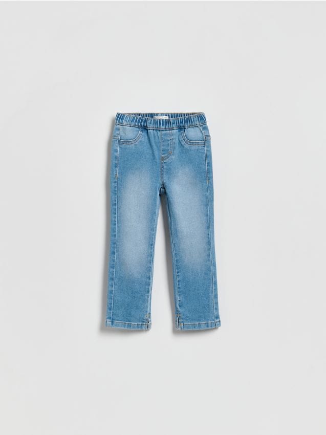 Reserved - Jeansy straight z rozcięciami - niebieski