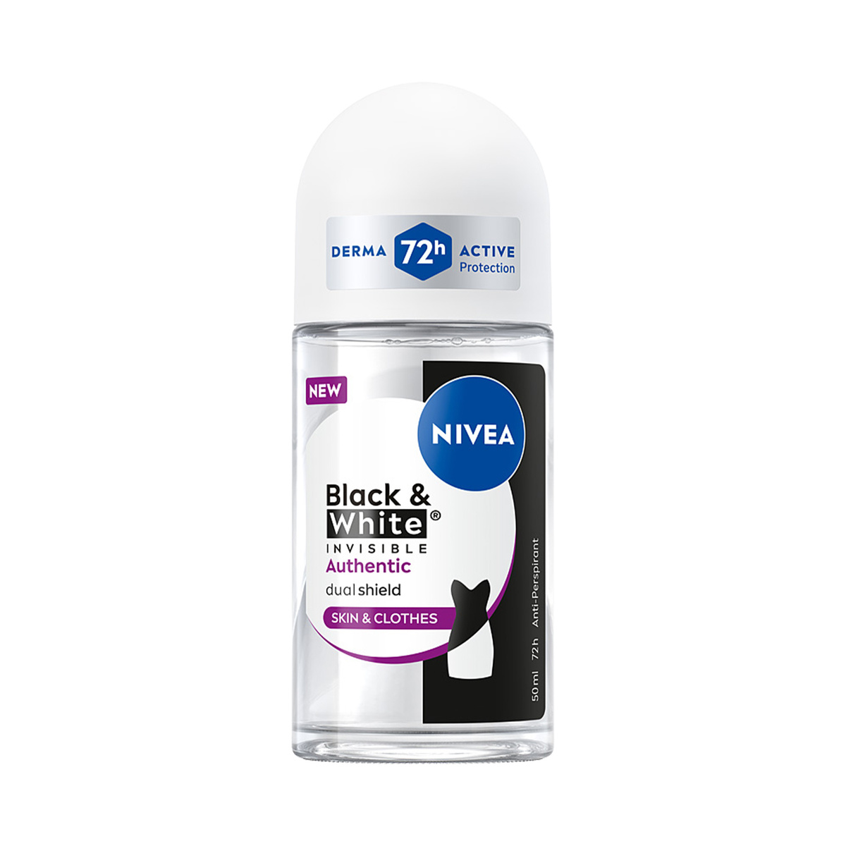 NIVEA Black & White Invisible Authentic Dual Shield Skin & Clothes antyperspirant w kulce dla kobiet 50 ml