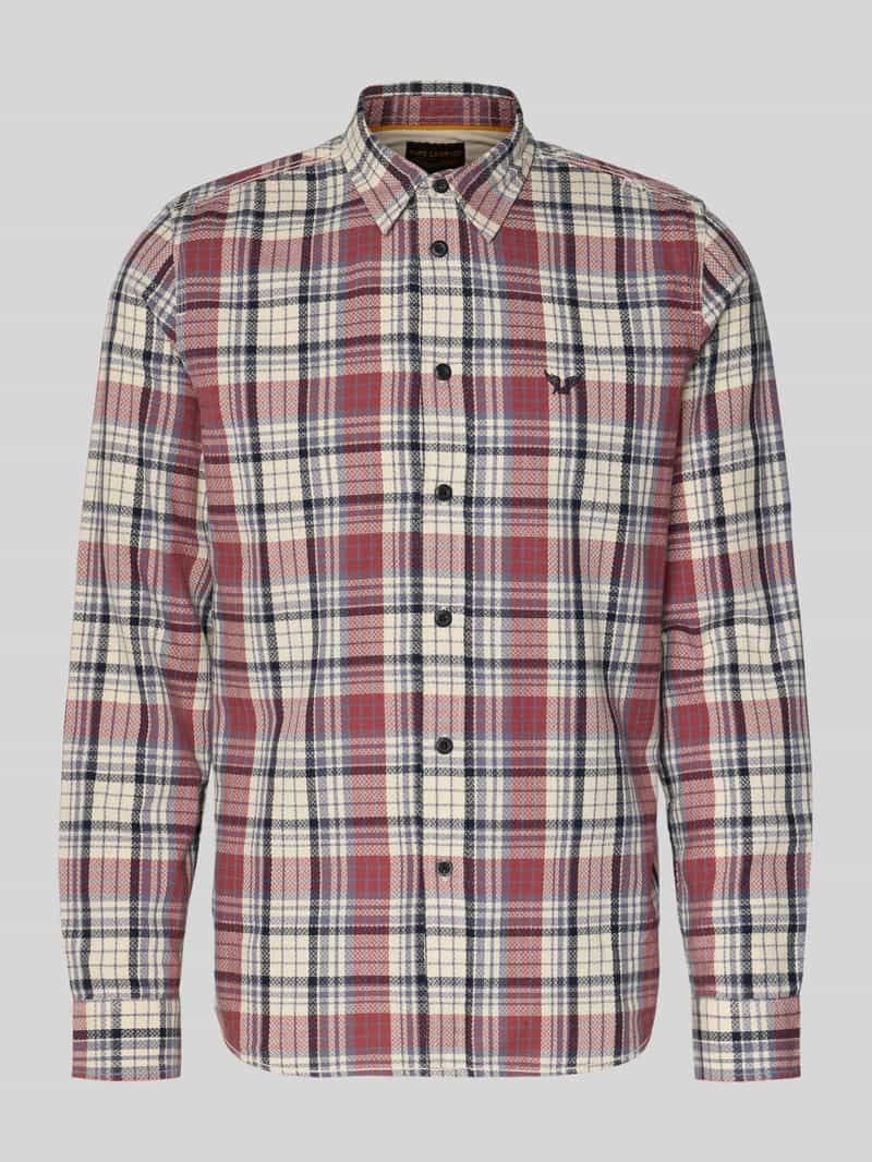 Koszula casual o kroju regular fit z kołnierzykiem kent i przeszyciem z logo