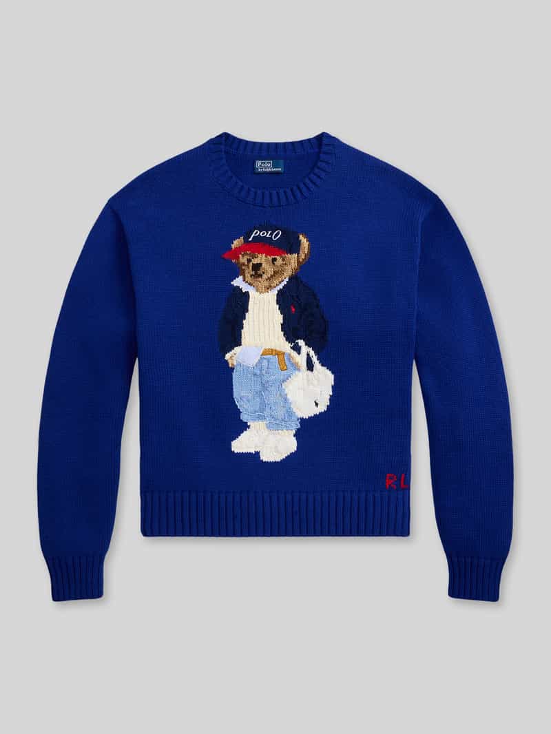 Sweter z dzianiny o kroju regular fit z haftem Polo Bear