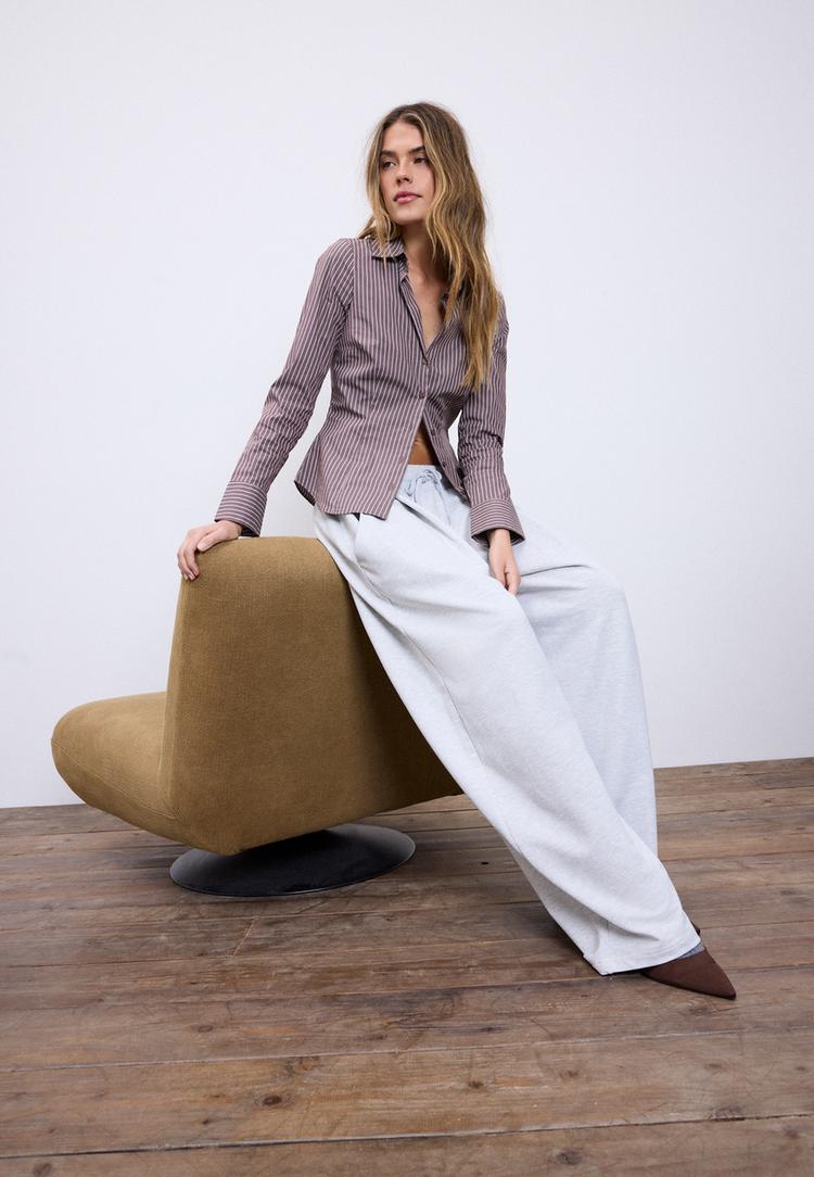 Stradivarius Spodnie jogger balloon z zaszewkami Popielaty S