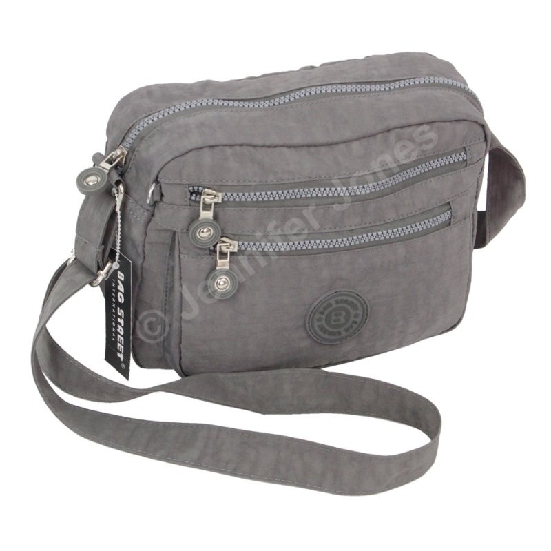 Stylowa Lekka Materiałowa Torba Pozioma Średnia Na Ramię Bag Street NR 2245 SZARA 28 x 19 x 12 [cm]