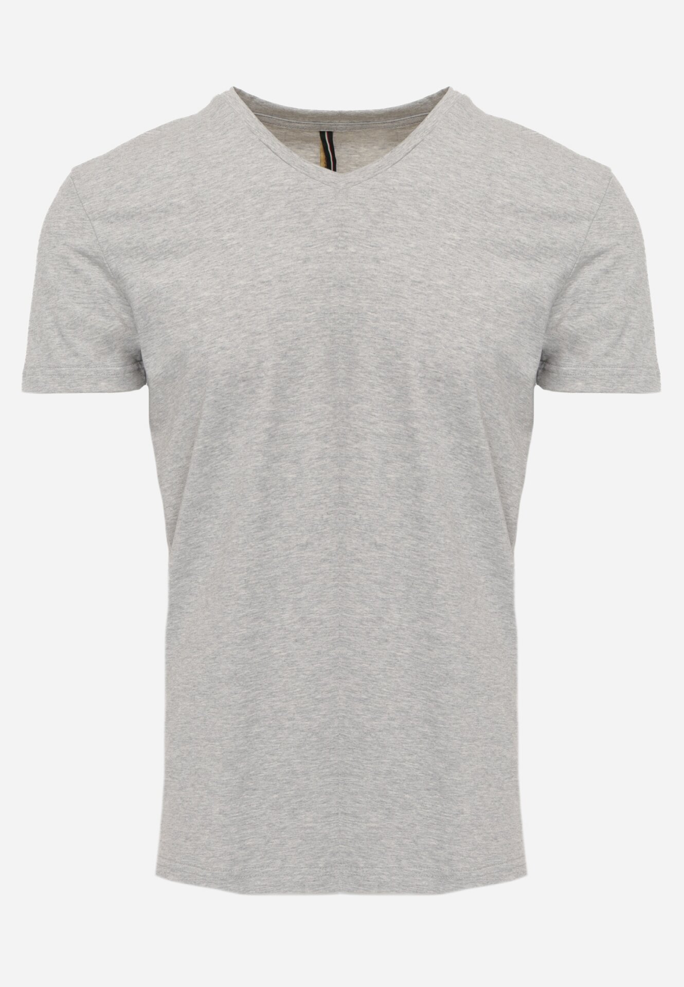 Jasnoszara Koszulka T-shirt z Bawełny z Dekoltem w Serek Rionisse