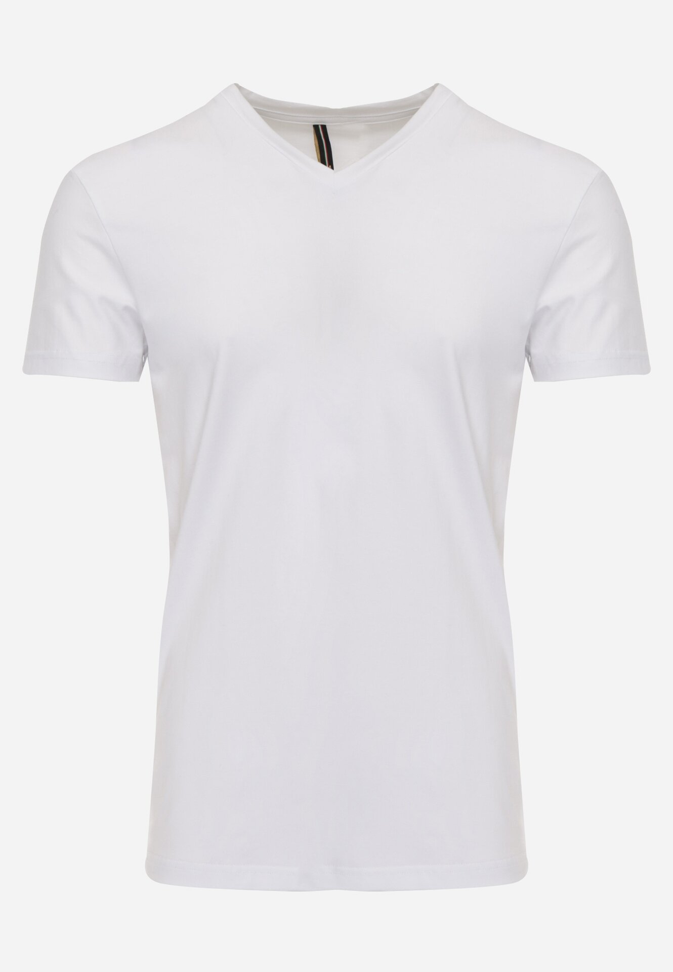 Biała Koszulka T-shirt z Bawełny z Dekoltem w Serek Rionisse