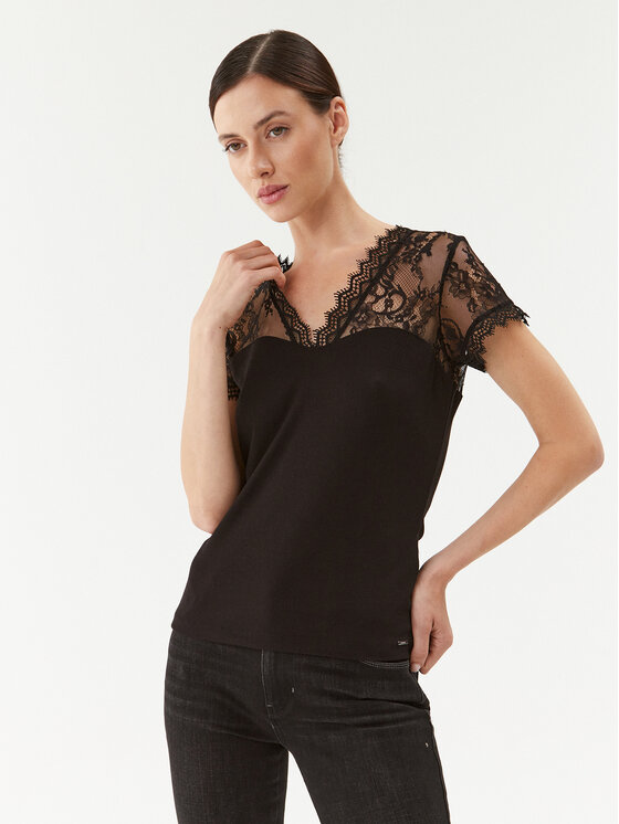 Morgan Bluzka 232-DLAMI Czarny Slim Fit