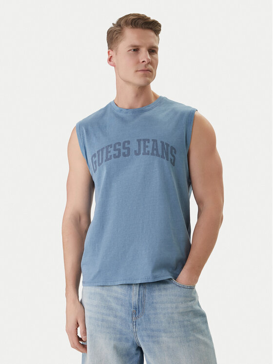 Guess Jeans Tank top M6GPB2 K8FQ4 Niebieski Regular Fit