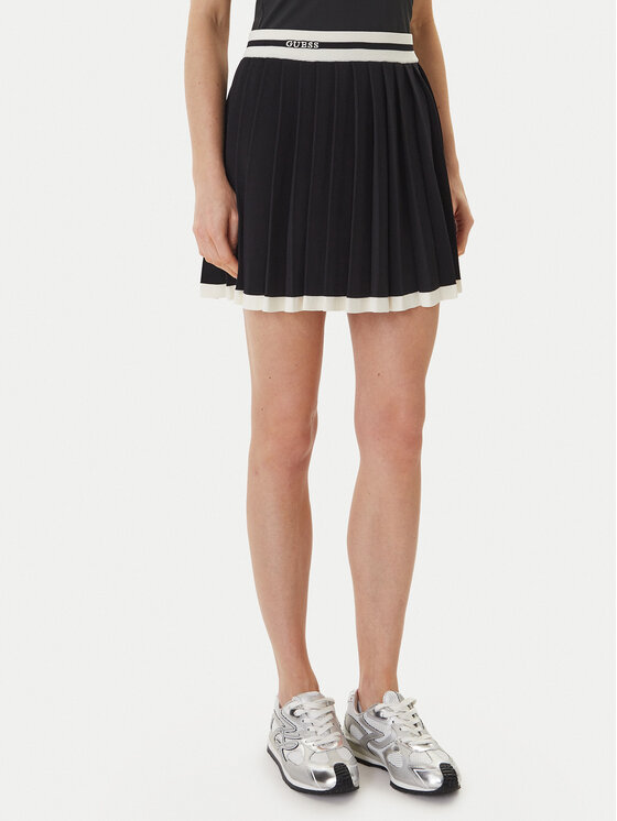 Guess Spódnica plisowana V6GD04 Z0649 Czarny Regular Fit