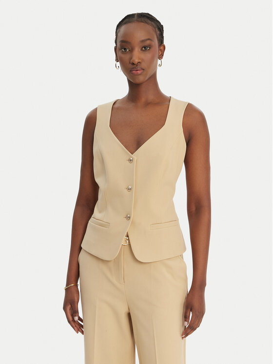 Guess Kamizelka W6GH49 W1895 Beżowy Slim Fit