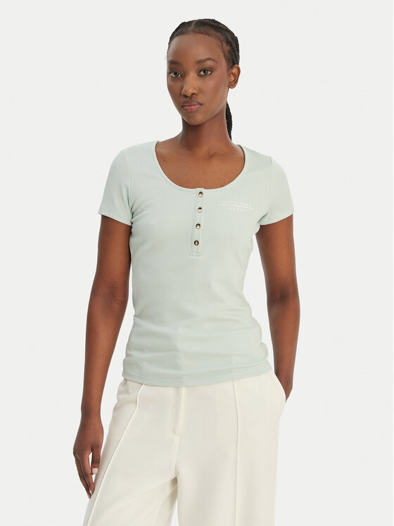 Guess T-Shirt GUESS x NORTH SAILS W6GP01 K2658 Zielony Regular Fit