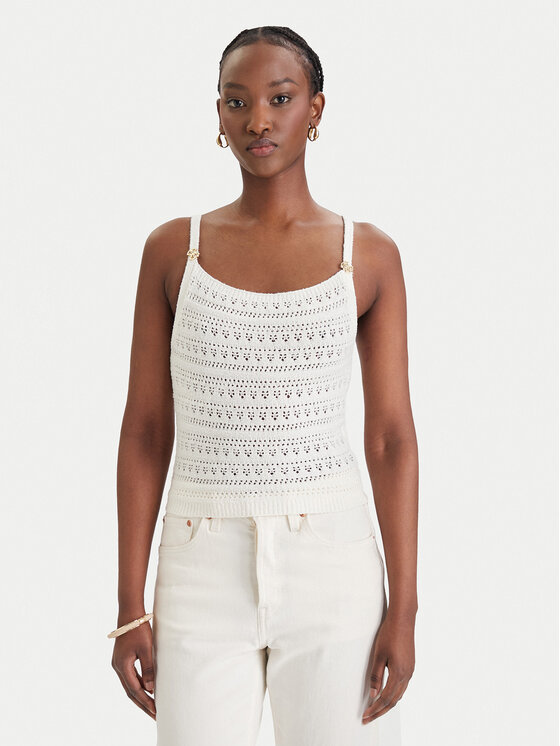 Guess Sweter W6GR11 Z0593 Biały Regular Fit